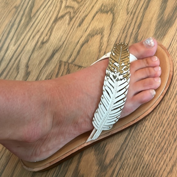 Coach sandals. Cream and gold embellishments. Excellent condition. - Picture 3 of 4